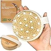 CSM Dry Brushing Body Brush for Lymphatic Drainage - Natural Boar Bristle Exfoliating Brush Set with Face Brush for Cellulite