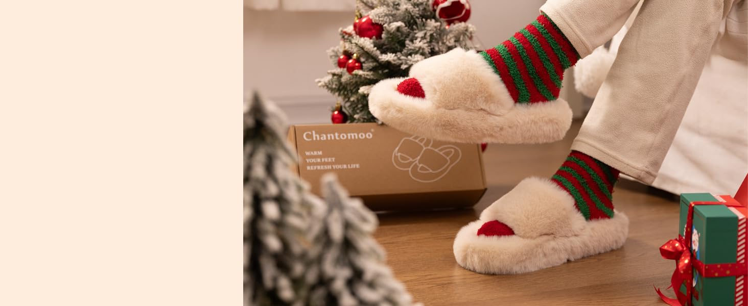 fuzzy slipper with shoesbox