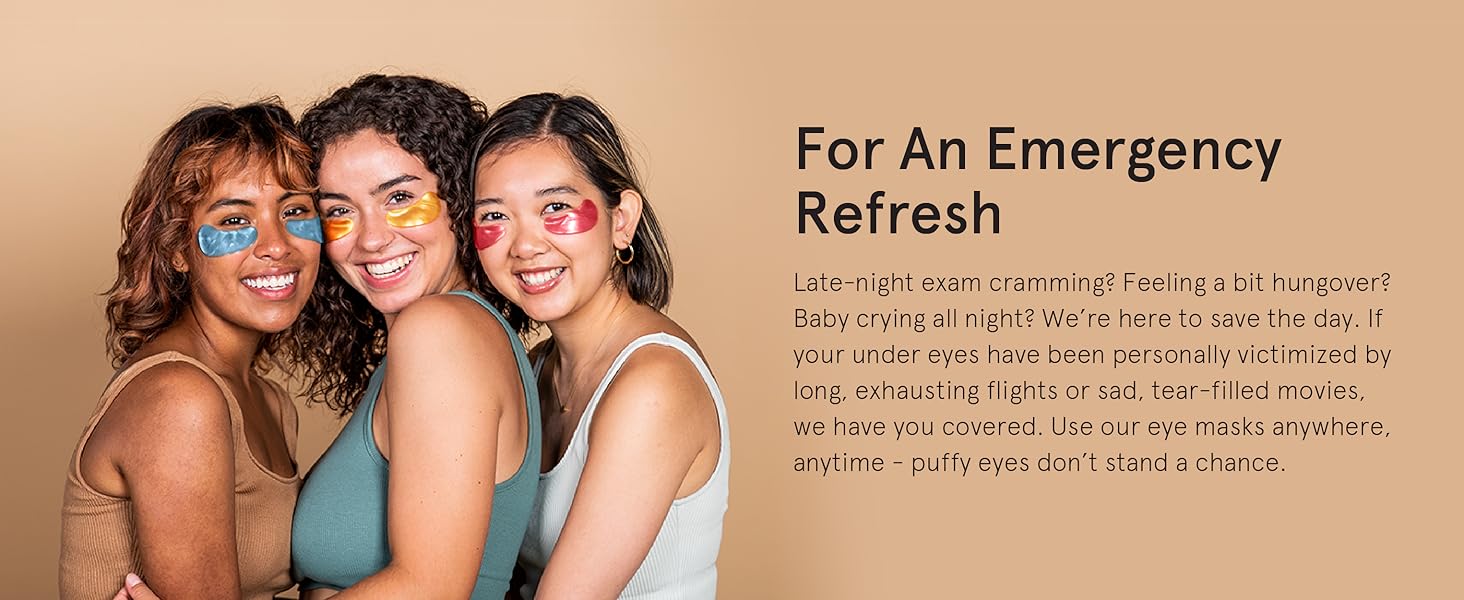 Travel-friendly 24k gold eye masks for dark circles and puffiness. Pamper up at home or on the go